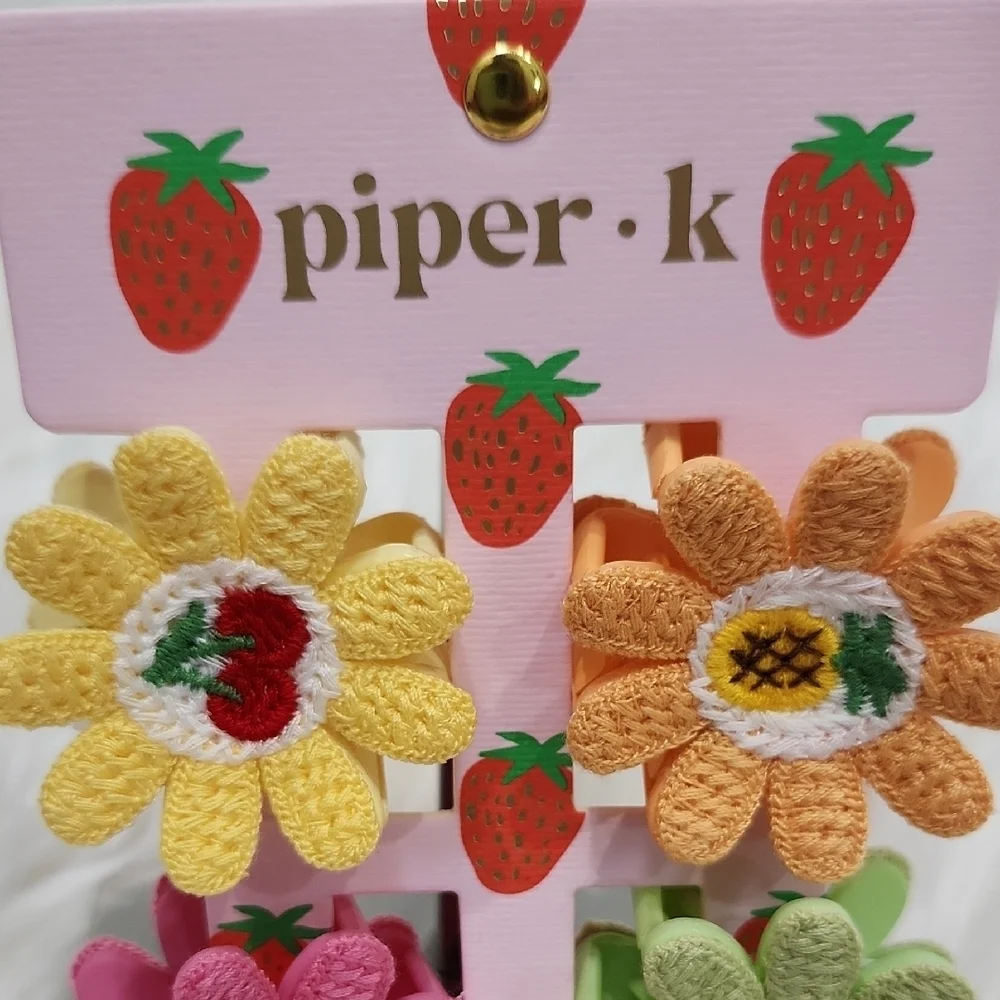 💛▪️Piper K ▪️Crochet Fruit  Flower Hair Clips 4 Piece